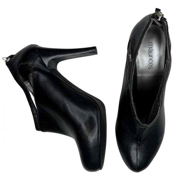 Maurices Zipper Back Cut Out Heeled Ankle Bootie Matte Black 9M - Picture 1 of 14